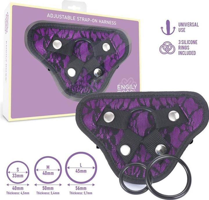 Miley Universal Adjustable Harness With 3 Silicone Rings Purple