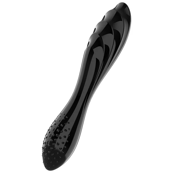Satisfyer Dazzling Crystal 1 | 22 cm | G-Spot Dildo | Borosilicate Glass Dildo | Nubbed Structure for More Stimulation | Wide Shaft with Wavy Structure | Hot & Cold Temperature Play (Black)